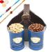Ghasitaram Gifts Rakhi Gifts for Brothers Leather Buckle Basket Small of Cashews and Chocolate Almonds with 2 Blue Rudraksh Rakhis Basket Small of Cashews Choco Almonds 2 Rakhis