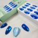24Pcs Blue Chrome Press-On Nails | Glossy Sparkly Gel Glue-On Nails | Medium Almond Acrylic Manicure Art for Coquette Women - Buy Online on GoSupps.com