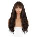 ENTRANCED STYLES Dark Brown Wig with Bangs â€“ Long Wavy Synthetic Wig with Blonde Highlights for Women | Heat Resistant & Natural Look - Buy Online on GoSupps.com