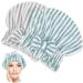 2Pack Microfiber Hair Towel Cap Hair Drying Caps with Bow-Knot Absorbent Quick Drying Cap for Women Soft Hair Drying Towel Cap Fast Drying Hair Caps for Wet Hair Curly Long Hair(Blue White Gray White)