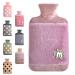 Hot Water Bottle with Cover 1.8L Large Rubber Hot Water Bottle for Relieving Menstrual Cramps Neck Shoulder Back Stomach Pain Warming Hands and Feet 1.8L-Purple letters