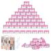 Flintronic Plastic Cosmetic Jar*64 Transparent & Visible Sample Container Jar Pink Screw Cap Bottle with Sticker & Small Spoon Suitable for Cosmetic/cream/gel/paste/beads/mineral Items Etc. 64pcs Pink