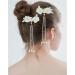 White Vintage Flower Pearl Barrette Earring Tassel Hair Pin Set - 3 Pairs | Kawaii Kimono Floral Hair Accessories for Women - Buy Online on GoSupps.com
