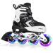 Nattork Inline Skates for Girls Boys Kids with Full Light Up Wheels,Safe Durable Inline Skates,Adjustable Outdoor Blades Roller Skates for Girls and Boys,Beginners Purple Pink Black Blue Black Large-Youth (5-8 US)