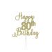 LissieLou Happy 80th Birthday Cake Topper in Pretty Glitter Card Made in the UK - Gold