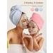 Hicober Microfiber Hair Towel 3 Pack - Hair Turbans for Wet Hair - Drying Wrap Towels for Curly Hair - Anti Frizz - Blue/Grey/Pink - Buy Online on GoSupps.com