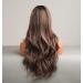 Vebonny 24-Inch Long Curly Synthetic Wig - Brown with Blonde & Pink Highlights | Trendy Middle Part Wig - Buy Online on GoSupps.com