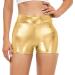 Javly Women's High Waisted Metallic Booty Shorts - Gold, Medium | Rave Clubwear - Buy Online on GoSupps.com