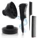 Collapsible Silicone Hair Dryer Diffuser, Detangler Brush Set, Folding Hair Dryer Attachment for Dryer Nozzle 1.57 to 1.97, Professional Blow Dryer Brush Diffuser for Straight or Curly Hair (Black)