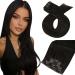 Moresoo Human Hair Extensions Clip in Real Hair Darkest Brown Thick Full Head 16inch Seamless Clip in Hair Extensions Brown #2 Remy Human Hair Extensions Clip on Ultra Thin Weft 120g 7pcs 16 Inch 120g.Seamless-#2