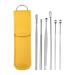 VOCOSTE 6Pcs Stainless Steel Ear Cleansing Tool Set Ear Cleaner Ear Care Set with Faux Leather Packaging Yellow