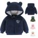 Newborn Infant Baby Boys Girls Cartoon Fleece Hooded Jacket Coat with Ears Warm Todder Kids Outwear Coat Zipper Up 0-6Y 12-18 Months Navy Blue