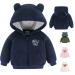 Newborn Infant Baby Boys Girls Cartoon Fleece Hooded Jacket Coat with Ears Warm Todder Kids Outwear Coat Zipper Up 0-6Y 9-12 Months Navy Blue