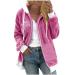 Yihaojia Fuzzy Jackets for Women with Hood Zip Up Hooded Christmas Print Cardigan Coats Fluffy Sherpa Outerwear Pink#31 Large