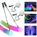 2 pieces LED POI balls LED POI juggling balls shining Poi juggling balls with rainbow colors and strobe effect circus toy spinning poi toys set for children and adults