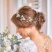 IYOU Bridal Wedding Hair Vines Gold Flower Headband Leaf Pearl Headpiece Bridesmaid Bride Hair Accessories for Women - Buy Online on GoSupps.com