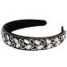 Wecoe Black Rhinestone Headband Women Non Slip Fashion Bling Sparkly Fancy Leaf Shape Diamond Headband Vintage Baroque Wide Headband Hair Band Holiday Birthday Formal Hair Accessories For Women Girls