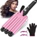 3 Barrels Hair Curler - 25mm Curling Iron Tongs Hair Waver Mermaid Waves Wand Beach with 2 Temperature Control Quick Heating for Long or Short Styling 25mm Pink