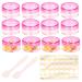 12 Pcs Empty Plastic Cosmetic Jars 5ml Sample Containers Pots Bottles sample pots for cosmetics Travel Cosmetic Jar Pots with Lids travel pots for cream travel cream pots for toiletries Pink-12pcs-5ml