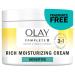 Olay Complete + Rich Moisturizing Cream Fragrance-Free 3-in-1 Hydrating Face Cream for Dry Skin with Vitamin B3 Vitamin E and Ceramides 251 mL 251 ml (Pack of 1)