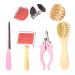 Wangcang 4 pieces rabbit care set including 1 piece soft fur rabbit brush 1 piece of rabbit hair brush with stainless steel needle 1 piece of rabbits nail snap and 1 piece nail file for animal care