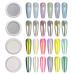 Bishengyf Chrome Nail Powder Metallic Mirror Effect Pigment Chrome Irididcent Aurora Nail Glitter Mermaid Pearl Nail Powder Chroma powder for Glazed Donut Nails