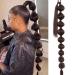 Onemily 30inch Long Bubble Ponytail Extension Afro Puff Ponytail Straight Lantern Braid hair extensions Synthetic Drawstring Hairpieces for Black Women Dark brown