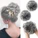 PORSMEER 2-Pack Messy Bun Hair Scrunchies for Women - Black/Grey/Blonde Curly Wavy Updo Ponytail Extensions - Buy Online on GoSupps.com