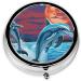 Dolphin Printed Mini Round Pill Box | 3 Compartment Travel Organizer | Portable Medicine Case for Home & Office - Buy Online on GoSupps.com