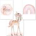 artpin Children's Room unicorn Poster A4 Pictures Baby Room Decorative Girls Set of 3 Pictures Wall Art P57