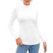 SHEIUGU Womens Long Sleeve Sleeveless Mock Turtle Neck Tops Basic Stretchy Fitted Underwear Layer Tee Shirts Long Sleeve X-Small White