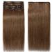 Real Remy Human Hair Extensions Clip In Extensions Human Hair Extension 8pcs 18clips 75g-25cm (#6 Light Brown)