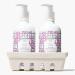 Beekman 1802 Hand Wash & Lotion Ceramic Caddy Set - 12.5 oz Each - Deeply Cleanses & Hydrates Dry Hands - With Goat Milk - Good for Sensitive Skin - Cruelty Free Lilac Dream