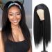 14Inch Kinky Straight Headband Wigs for Black Women Yaki Straight Headband Wig Glueless None Lace Front Synthetic Wig (#1B) 14 Inch 1B#