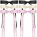6Pcs Hair Bows for Women Satin Ribbon Hair Bows with Metal Clips Tassel Bowknot Hair Clips with Long Tail Hair Barrettes with Bow Accessories(Black Pink Beige)
