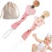 2 pieces baby pacifier chain fabric pacifier strap with a sweet love heart star patterns nucky chain with wood pacifier clip wood storage bag gift for newborn girls pink