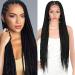 Brinbea 36 inch 13X7 HD Lace Front Knotless Box Braided Wigs Half Back Double Lace Braided Wigs with Baby Hair for Women Black Synthetic Cornrow Twist Braids Hair Wigs
