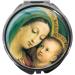 metALUm pill box with mirror round metal 3 compartments VIRGIN MARY WITH CHILD #0013