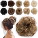 Tess hair part dutt brown mix hair tie with hair wavy Small hairstyles updos Hair extension extensions for women 30g ombre light brown/medium blond