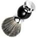 Grutti Badger shaving brush.- High quality natural hair brush made of real roof hair - handle made of black noble resin and metal accents - Bart brush in black - for wet shaving with razor planer silver