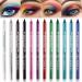 12 Colors Matte Eyeliner Pen Set Bright Light Blue Red White Silver Colored Colorful Eyeliner Pencil Set  Pearl Metallic Glitter Eyeliner Pencil Kit Eye Liners for Women Waterproof Professional Eye Makeup Eyeliner Eye Co...