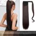Long straight ponytail extension magic paste ponytail extension wrap around 22 inches-dark brown 4# 110g 22inch (56cm) -110g dark brown 4#