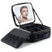 Travel Makeup Case With Lighted Mirror 3 Color Setting, Cosmetic Makeup Train Case with Adjustable Dividers Makeup Storage For Women, Makeup Accessories & Tools Case, Rechargeable,Waterproof (black)