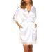 BESDEL Women's Satin Silk Bathrobe Oblique V-Neck Short Kimono Robe Bridesmaids Robe 3XL White