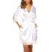 BESDEL Women's Satin Silk Bathrobe Oblique V-Neck Short Kimono Robe Bridesmaids Robe S White