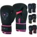 Islero fitness boxing gloves for children matt black 113 g 170 g punching bag pink girls junior mma muay thai boy martial arts kickboxing sparring training fighting 6 oz rosa