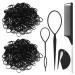 2000 pieces Hair tie Small Black Hair tie Mini Elastic Hair Band with hair tie cutter hair tail tools handle ridge for girls lady doll hair styling