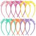 Dizila 12 Pack Candy Color Happy Birthday Headbands for Girls - Party Decoration Tiara Crowns for Kids & Teens - Buy Online on GoSupps.com