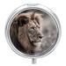 Round Pill Box Wildlife Lion Print 3 Compartment Medicine Pill Case Print Pill Organizer Decorative Metal Portable Pill Box Pocket Pill Box Style-22