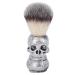Men shaving brushes razor brush made of nylon wool hairdressing razor foam brush synthetic resin skull head handle bare trash bare trash wet shaver cleaning brush for salon gifts at home travel (silver)